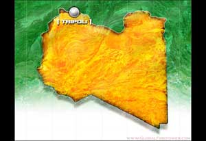 Image of the geographic map of Libya