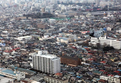 Aerial photograph of Sendai, Japan.