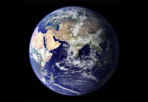 Photograph of the planet earth from space.