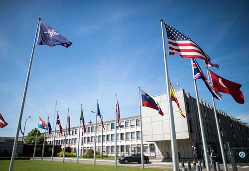 Flags of NATO nations.